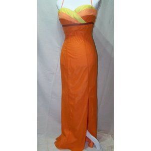 Amelie Silk Gown Dress Orange 2 Mermaid Beading